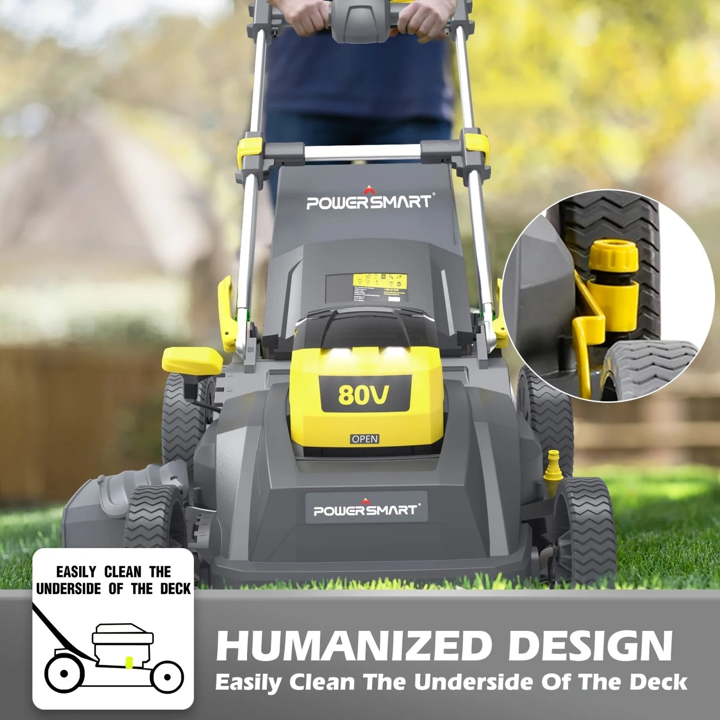 PowerSmart 80V 26" Self-Propelled Lawn Mower, Dual-Force Cutting Cordless Lawn Mower with 6.0Ah Battery & Charger