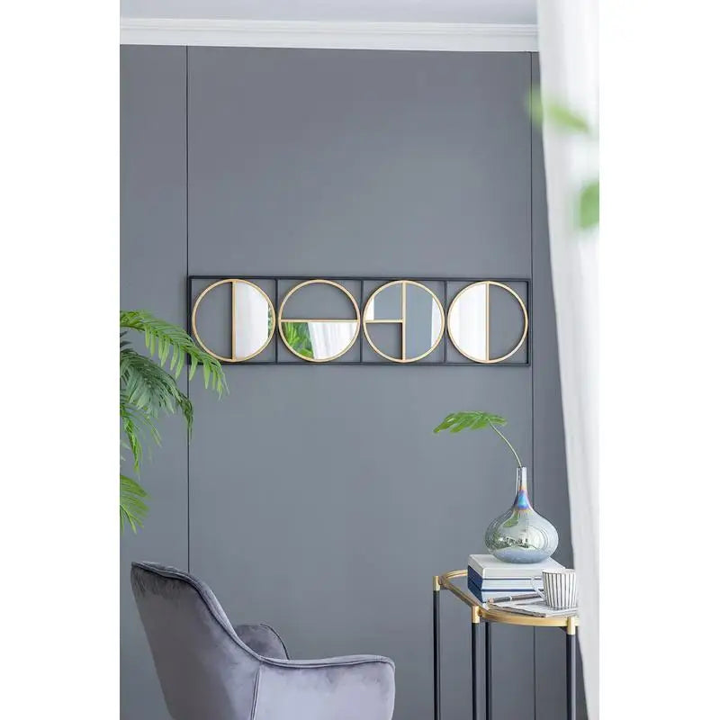 47.2" Modern Metal Beaded Black Wall Mirror for Bedroom, Living Room & Entryway Decor