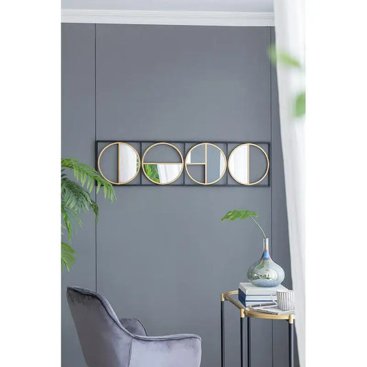 47.2" Modern Metal Beaded Black Wall Mirror for Bedroom, Living Room & Entryway Decor