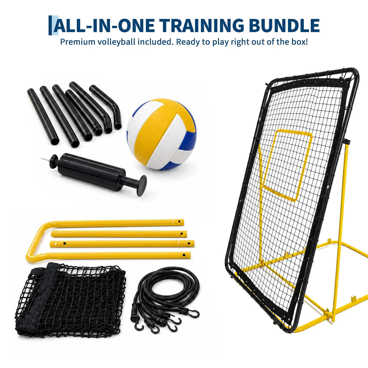 Adjustable Volleyball Rebounder Net 4x6 Ft With PU Volleyball And Stakes