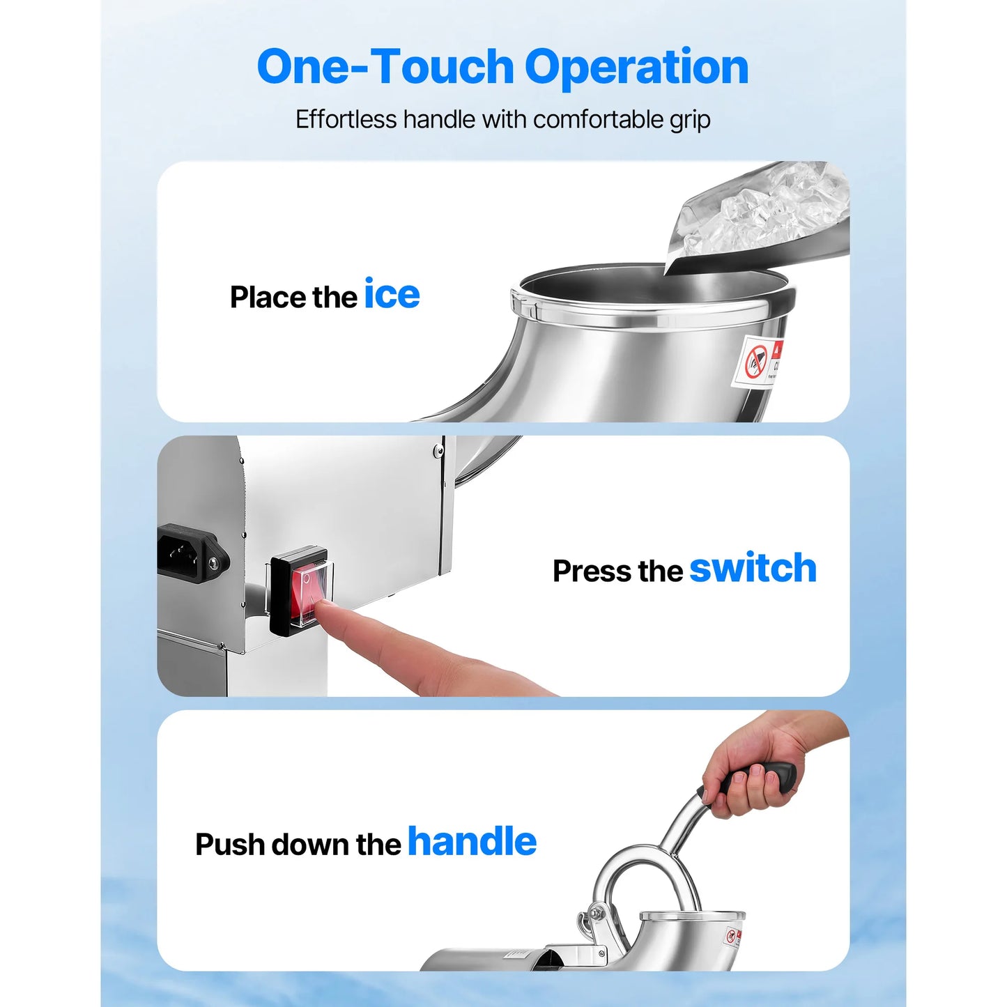 SucceBuy Ice Crusher Machine 440lb Per Hour Electric 4 Blades Snow Cone Maker w/ Bowl and Cover 350W 1400RPM Ice-Shaver for Home