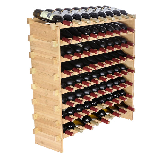 SucceBuy 8 Tier Bamboo Stackable Wine Rack