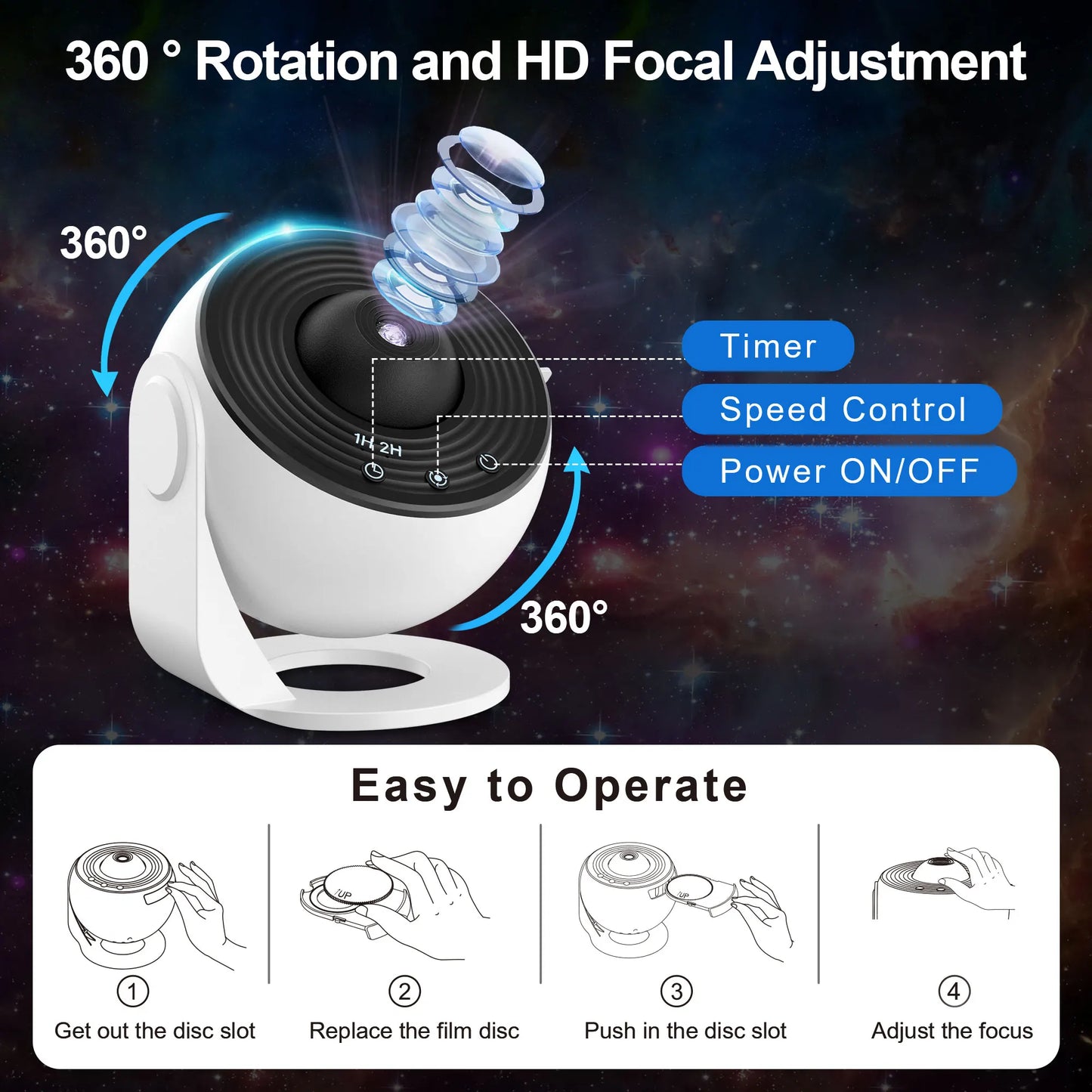 Mexllex Galaxy Star Projector 13In1 LED Night Light