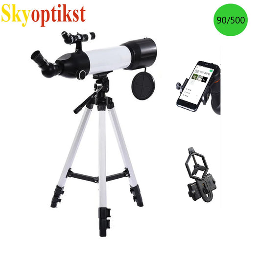 Skyoptikst 80/90mm Aperture Astronomical Telescope for Beginners,FMC Coating Refractor Telescope with Tripod,Eyepieces&Carry Bag