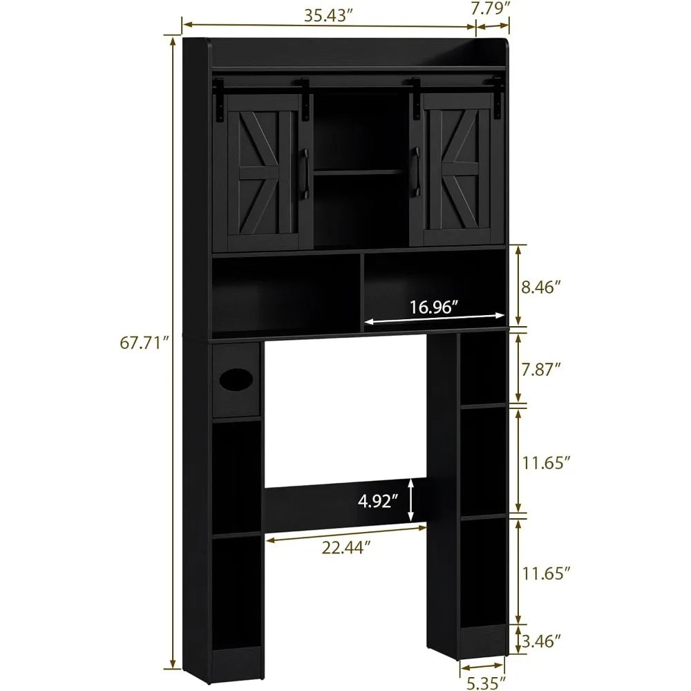 Space-Saving Toilet Storage Cabinet with Sliding Doors for Home, Over Toilet Rack for Bathroom Organization