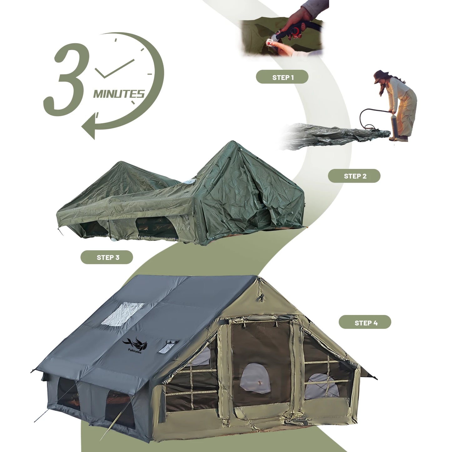 Pakicetus Inflatable Camping Tent Four To Eight Family