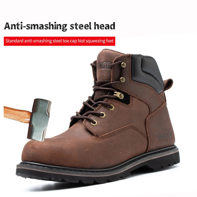 Men High Top Steel Toe Safety Work Boots