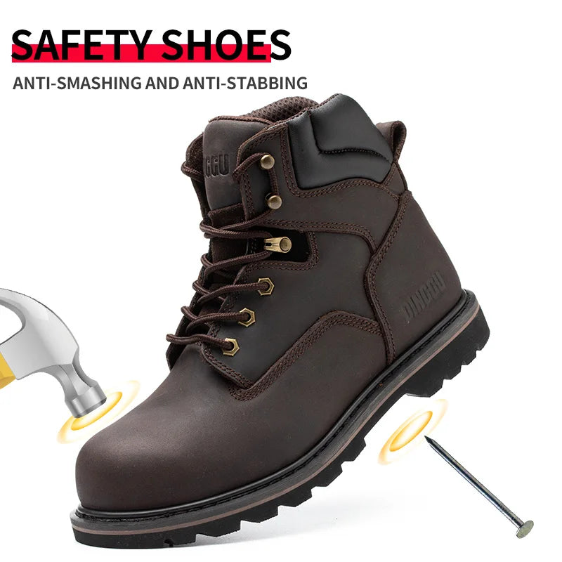 Men High Top Steel Toe Safety Work Boots