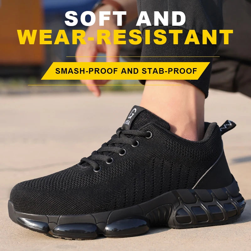 Men Steel Toe Work Safety Boots Lightweight Breathable