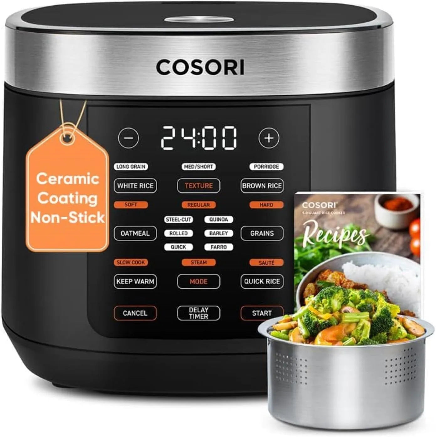 10 Cup Rice Cooker 24h Keep Warm Non-stick Ceramic Pot 18 Functions Rice Maker