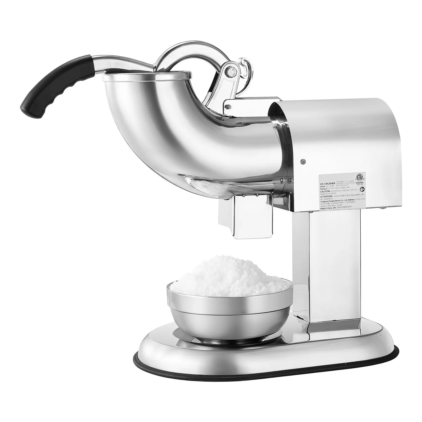 SucceBuy Ice Crusher Machine 440lb Per Hour Electric 4 Blades Snow Cone Maker w/ Bowl and Cover 350W 1400RPM Ice-Shaver for Home