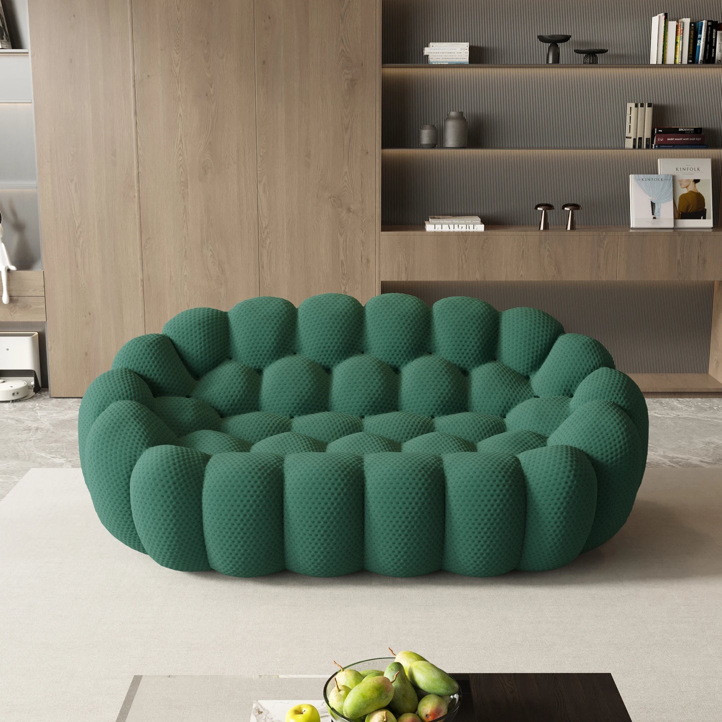 Sdorens 78'' Modern Curved Boneless Sofa Comfy 3D Knitted Fabric Loveseat Couch Football-Shaped Lazy Floor Sofas for Living Room