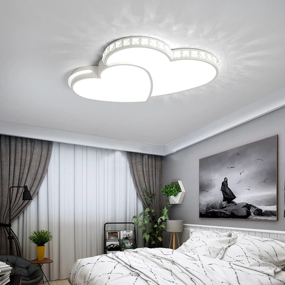 Heart Shaped Crystal LED Ceiling Light Flush Mount Lamp