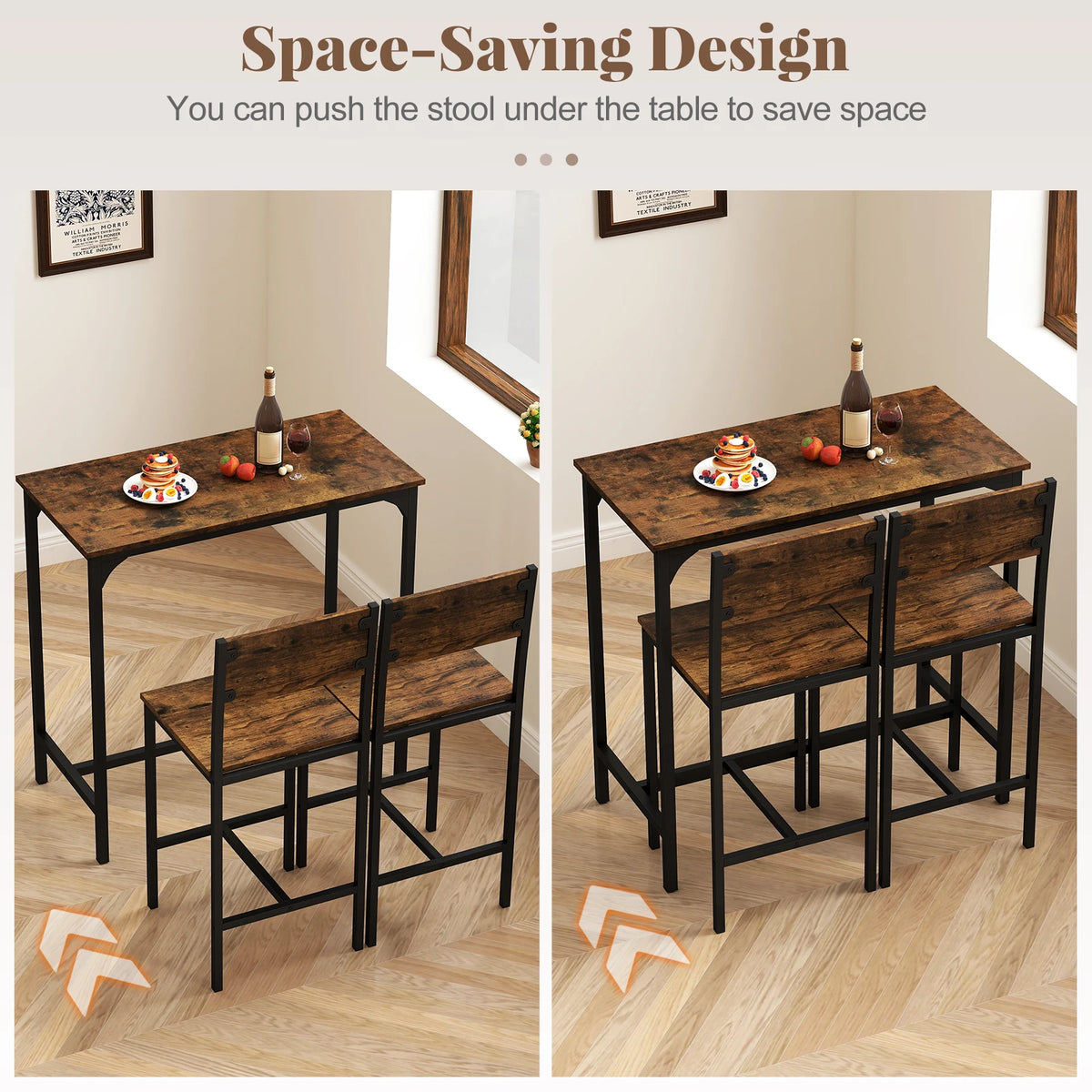 Homasis 3 Piece Bar Table And Stools Set