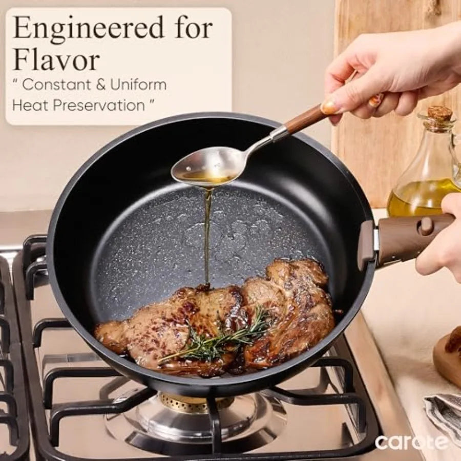 Pots and Pans Non Stick, Cookware Sets Detachable Handle, Induction Kitchen Pots and Pans, NonStick Cooking Set, Oven/Dishwashe