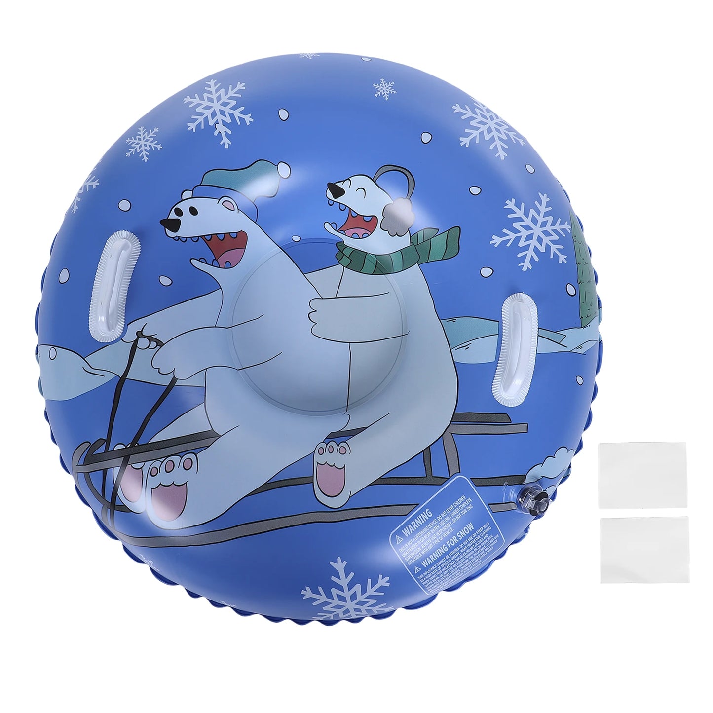 Inflatable Snow Tube Thickened Bottom 36 Inch Kids Sled with Handles 2 Repair Patches for Winter Outdoor Sledding Round Sled
