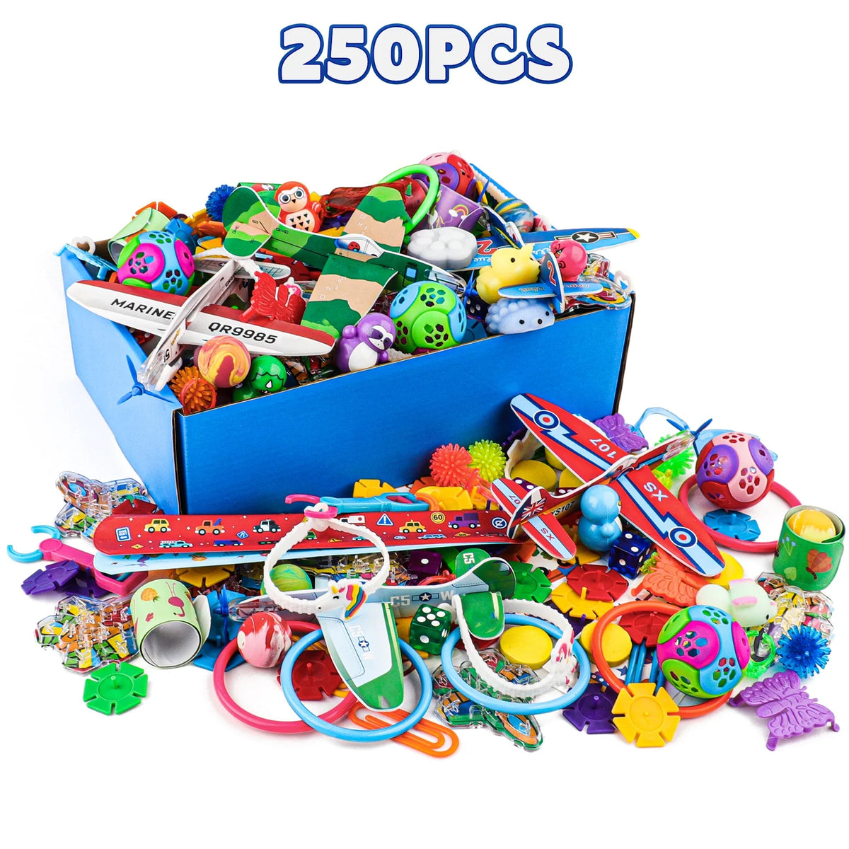 250pcs,Classroom Treasure Box Prizes Kids Birthday Party Favors Goody Bag Fillers Kid Carnival Prizes Box Toys Assortment Treasure Chest Toys Assorted Pinata Filler