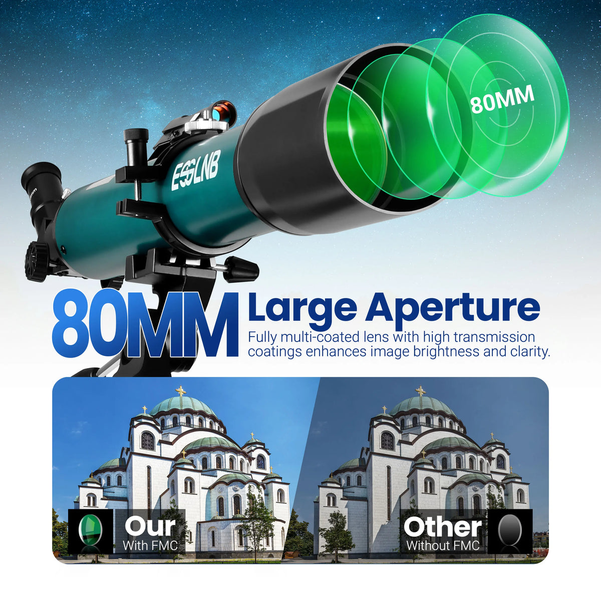 Telescope for Adults Astronomy, 80mm Aperture 700mm Refractor Telescopes for Beginners, Professional High Transmission Travel Telescope with Stargazing APP Phone Adapter