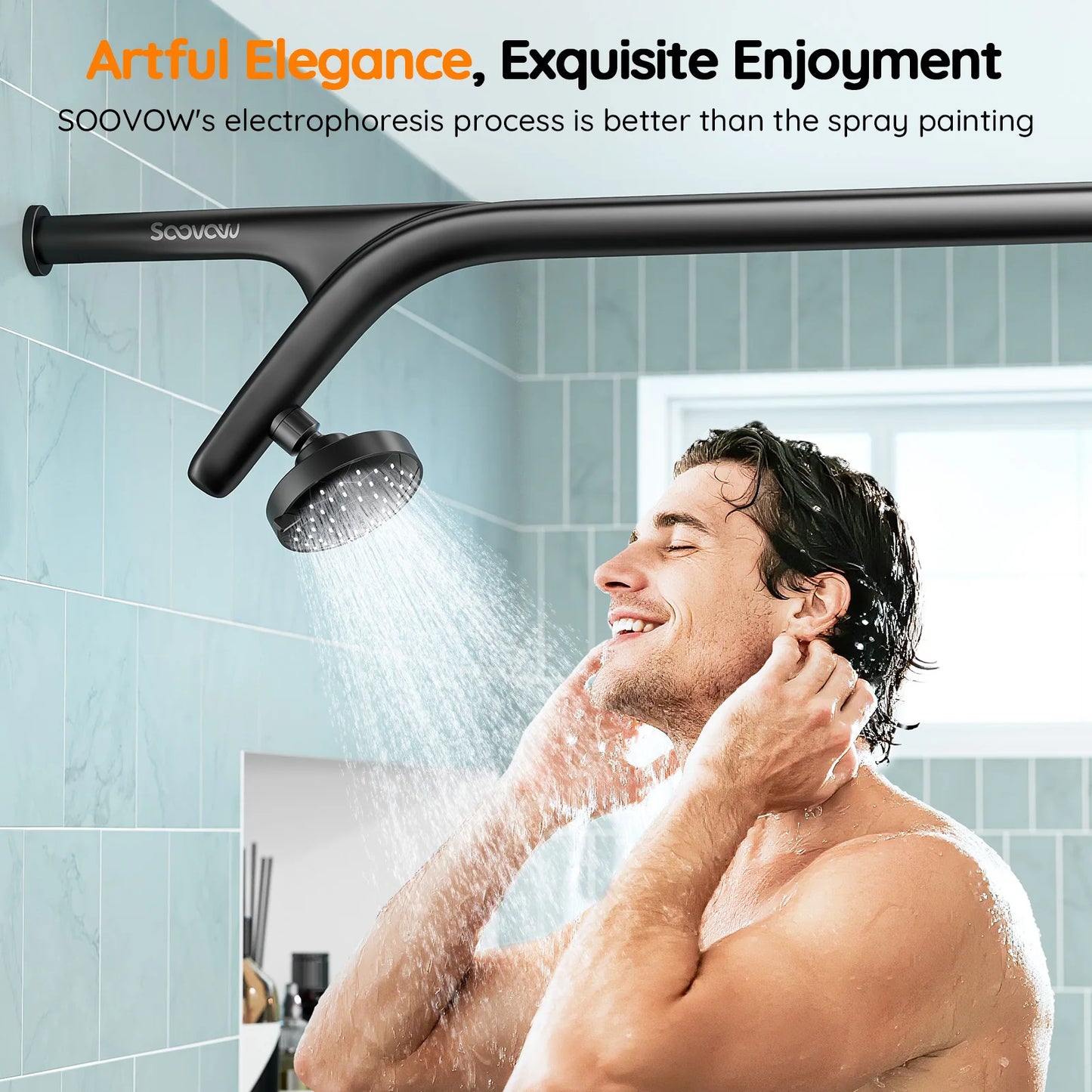 Tandem Shower Head For Couples, Dual Shower Head System - Double Shower Heads for Two People Rod - 2 Person Showerhead