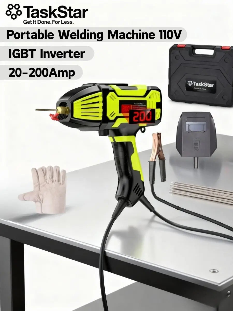 TaskStar Portable Welding Machine 110V, IGBT Inverter Handheld Stick ARC Welder 20-200Amp