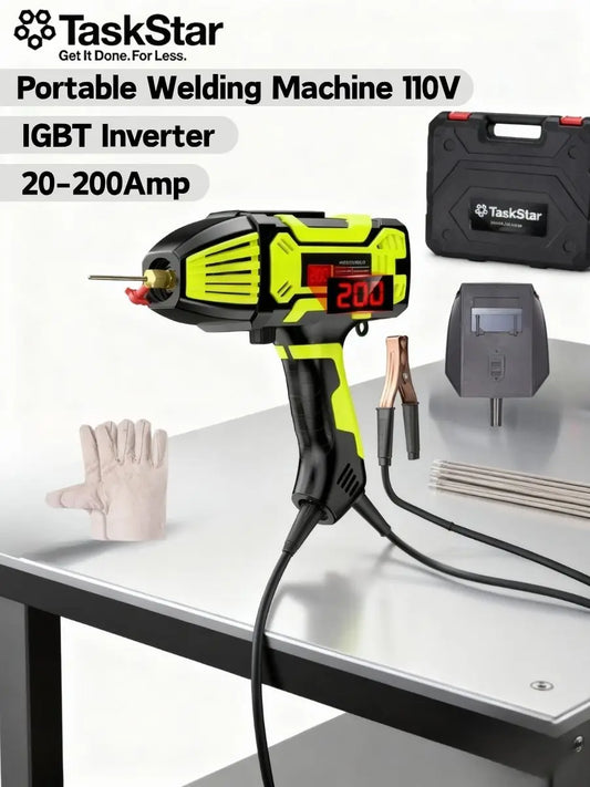 TaskStar Portable Welding Machine 110V, IGBT Inverter Handheld Stick ARC Welder 20-200Amp