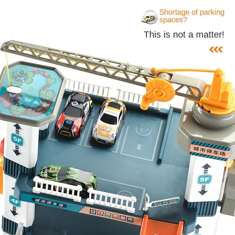 Big Five-layer Slide Parking Random little Car Set Puzzle Assembled Multi-layer Racing Model Boy Birthday Gifts Kids Track Toys