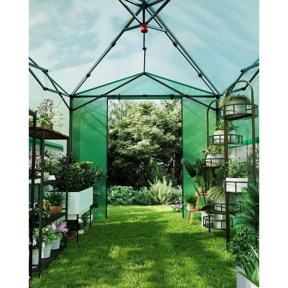 Pop Up Greenhouse 8x12 ft,Portable Walkin Indoor Outdoor Greenhouse for Garden Patio Backyard,Zippered Doors and Window,PE Cove