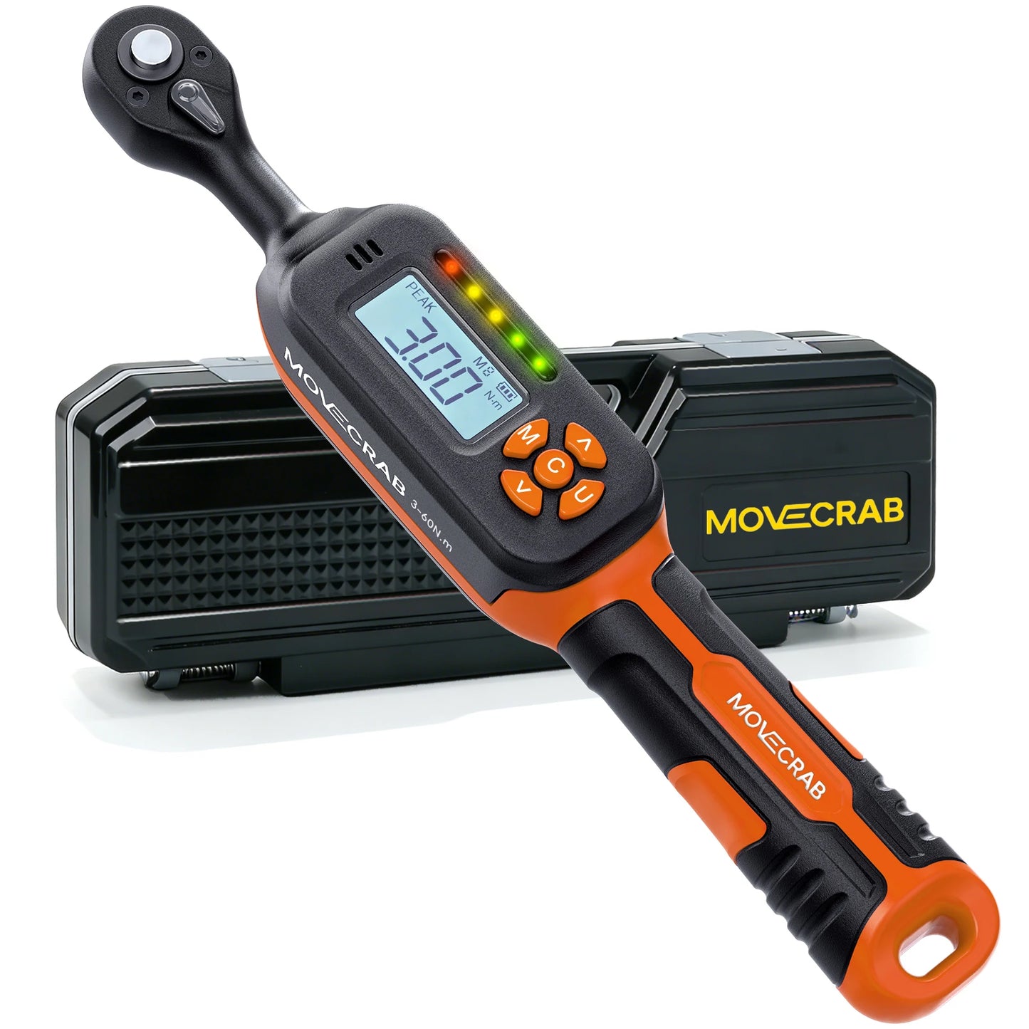 MOVECRAB Digital Torque Wrench 1-340N.m 2% Accuracy Preset & LED/Buzzer Alerts for Bike Motorcycles Automotive Mechanical Tool