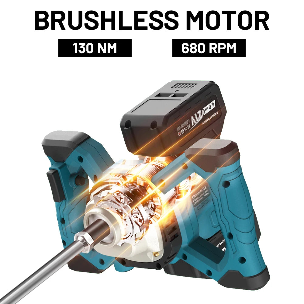 6 Speed Electric Paint Concrete Mixer Brushless Handheld Paddle Mix Mixer Adjustable Electric Mixing Rod For makita 18v battery