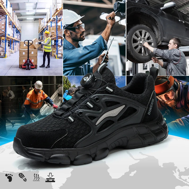 Men Steel Toe Safety Shoes Anti Puncture Anti Slip