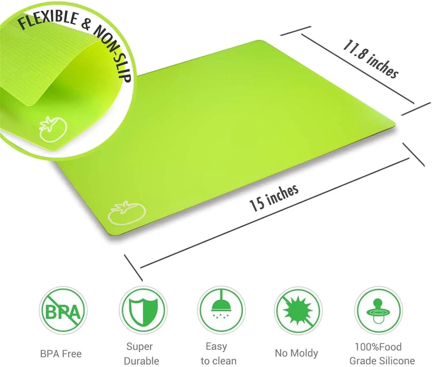 Flexible Plastic Cutting Boards for Kitchen, Set of 4 with Non-Slip Back, Dishwasher Safe