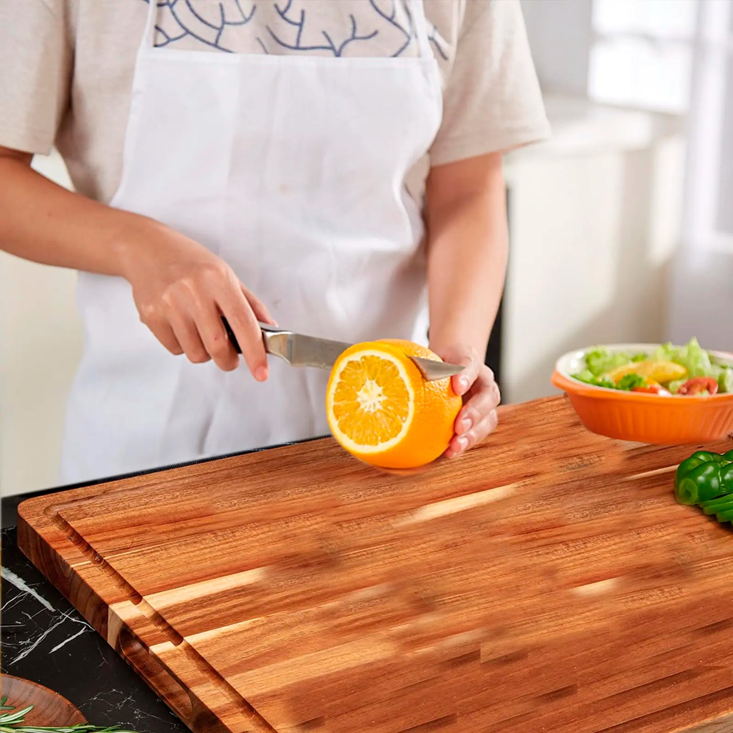 Fashionwu 60 cm Extra Large Cutting Board for Kitchen, 24 x 18 Inch Large Wooden Cutting Boards with Juice Groove, 1.2" Thick Butcher Block Cutting Board for Meat Vegetables, Large Charcuterie Board
