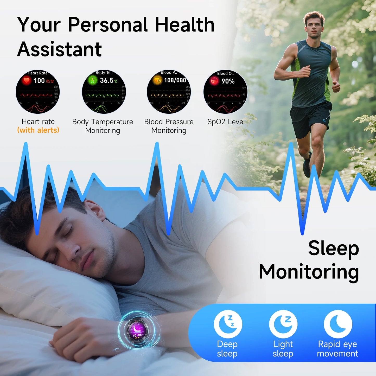 AI Health Diagnosing ECG PPG Smartwatch For Women