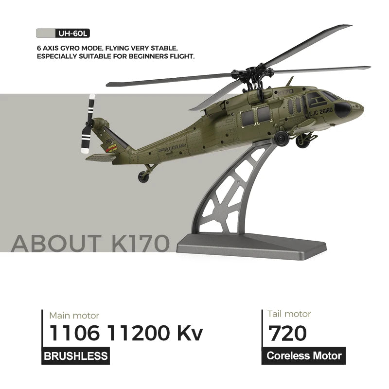 Wltoys K170 RC Helicopter Brushless UH60L
