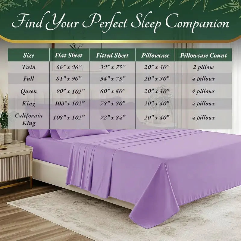4pcs/6pcs Bamboo Cooling Queen Size Sheet Set - Children Bedding, Breathable And Comfortable - Fit for Hot Sleepers