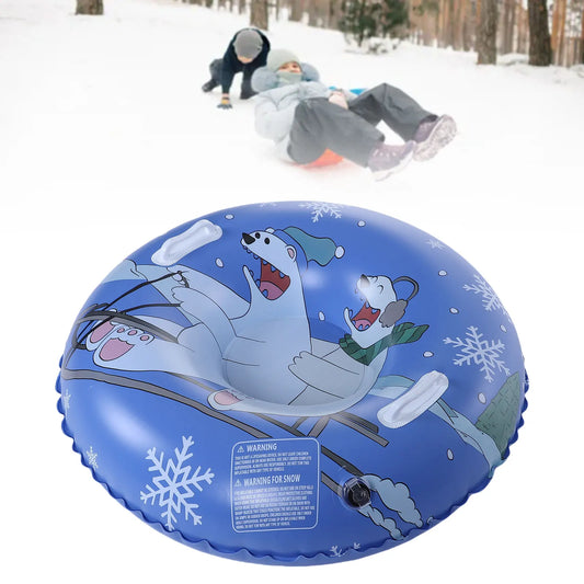 Inflatable Snow Tube Thickened Bottom 36 Inch Kids Sled with Handles 2 Repair Patches for Winter Outdoor Sledding Round Sled