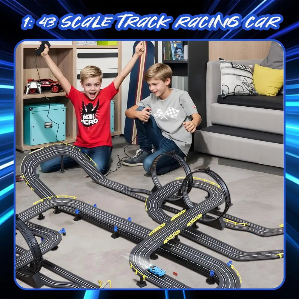 Electric Slot Car Race Track Set for Kids Electric Remote Control Track Car High Speed Showdown Gifts Toys for Boys Girls