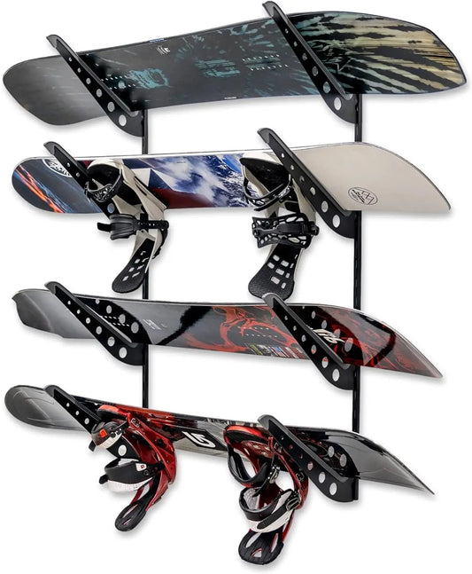 StoreYourBoard Ski & Snowboard Rack, Adjustable Wall Mount Rack Storage System for 4 Boards, Heavy