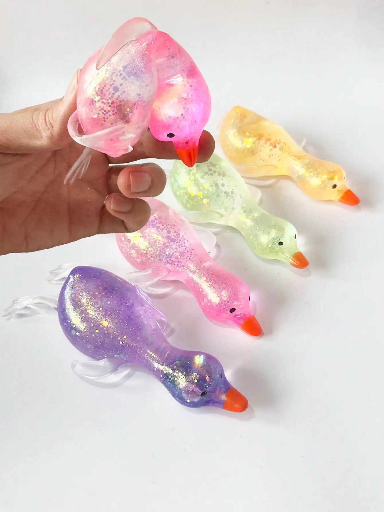 Glitter Crystal Swan Duck Squishy Toy For Stress Relief