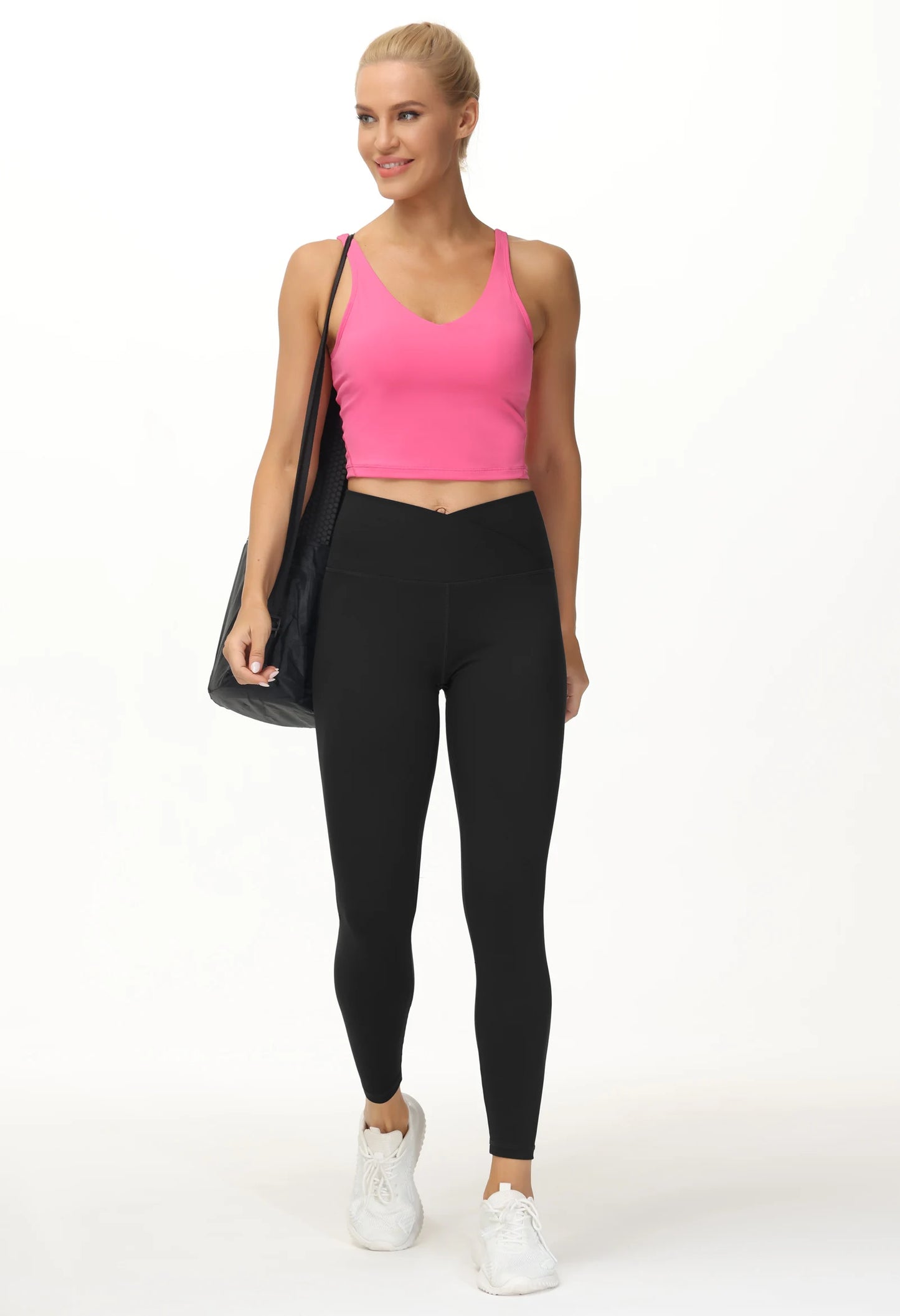 THE GYM PEOPLE Women‘’s V Cross Waist Yoga Leggings with High Waisted Tummy Control