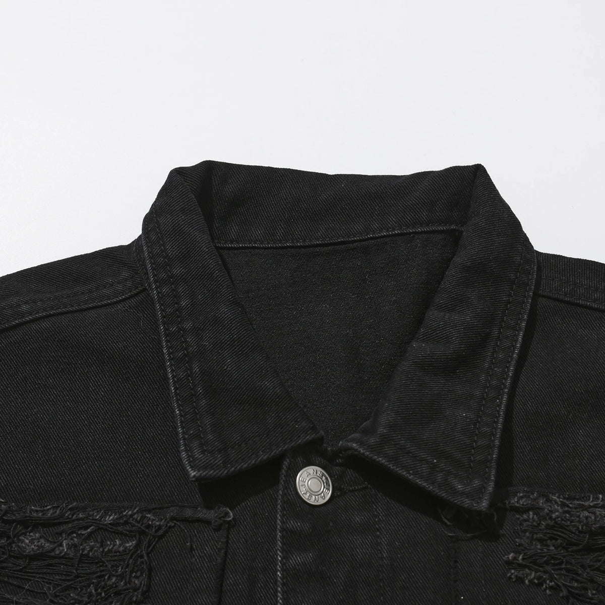 Men's High Street Destroyed Jeans Jacket With Patchwork Fashion Streetwear Ripped Denim Coat For Male Distressed Outerwear
