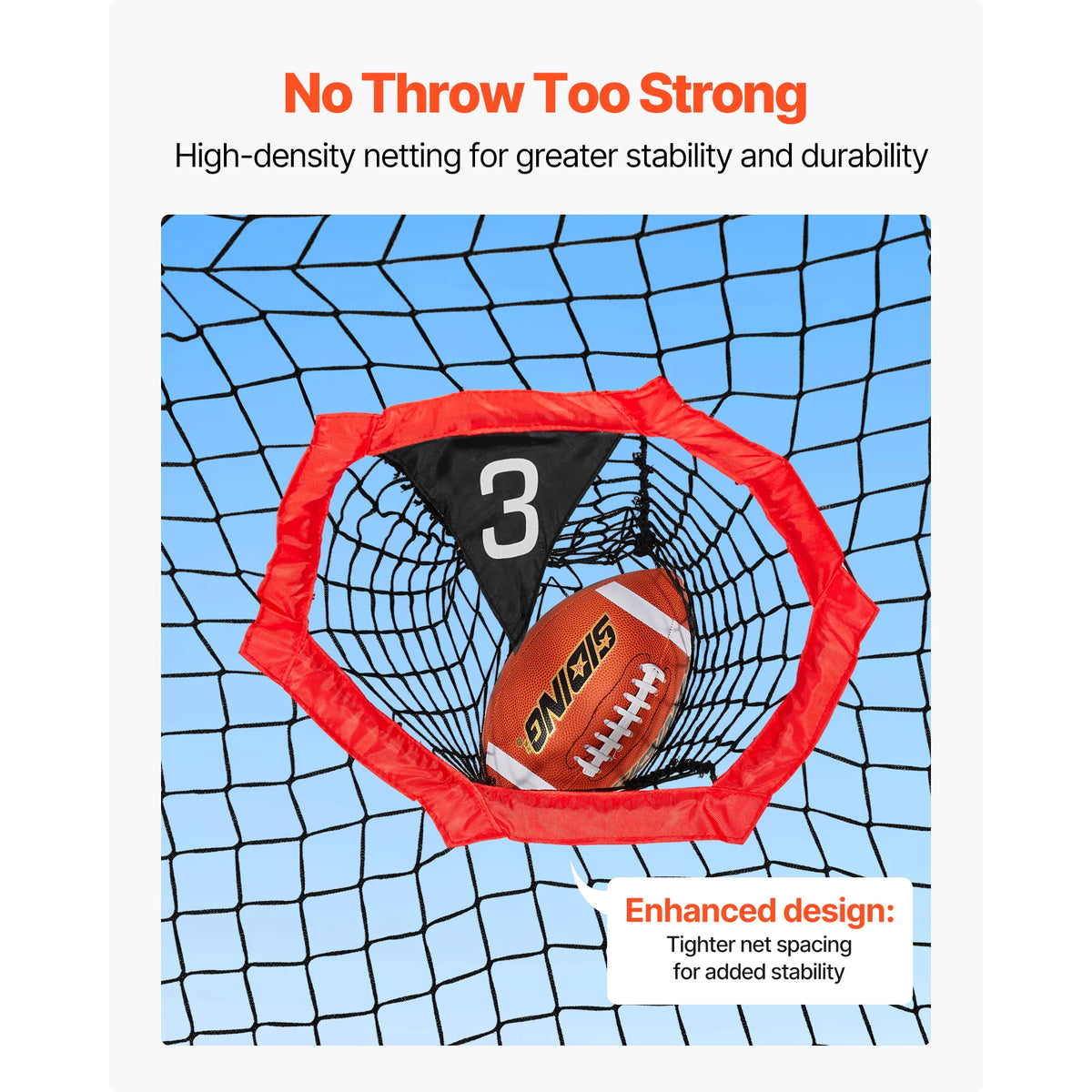 SucceBuy Football Trainer Throwing Net Training Practice Net with Target Pockets Knotless Net Includes Strap Portable Carry Case