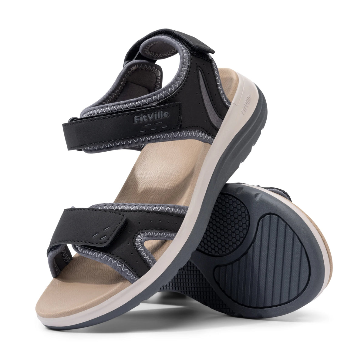 FitVille Womens Adjustable Arch Support Open Toe Sandals