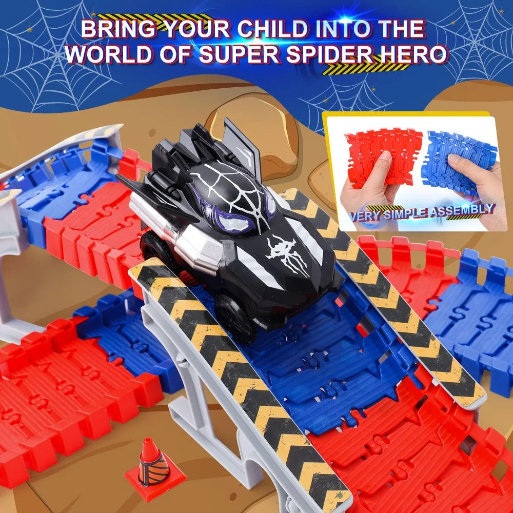 Space Track Toys Magic Climbing electric Engineering Race Car Toy Bendable Flexible Race track Cars Train Toy For Kid Gift Puzzle Assembly Set Educational Building Blocks Gift for Boys
