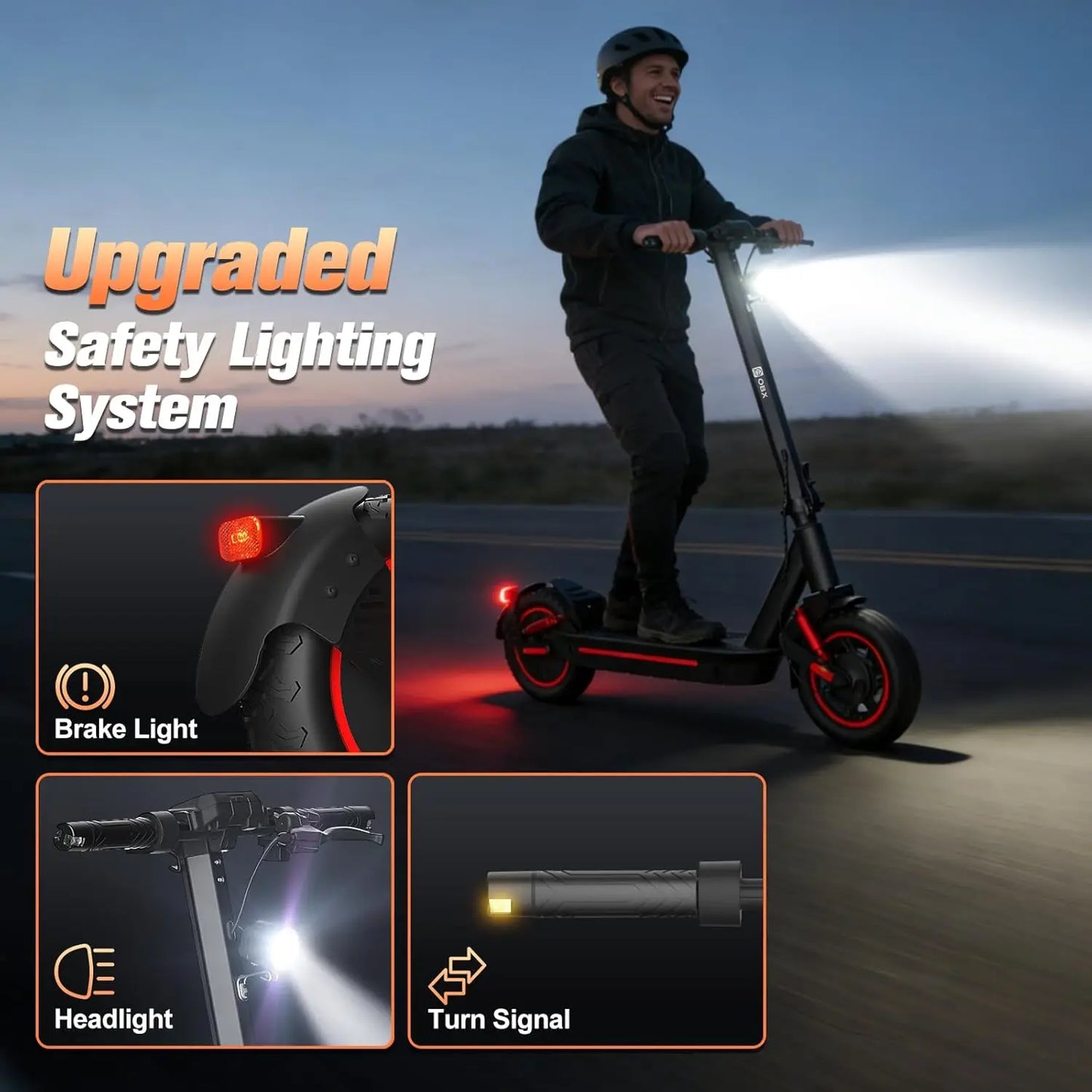 OBX 1200W Off-Road Electric Scooter 48V 30Mph Dual Suspension