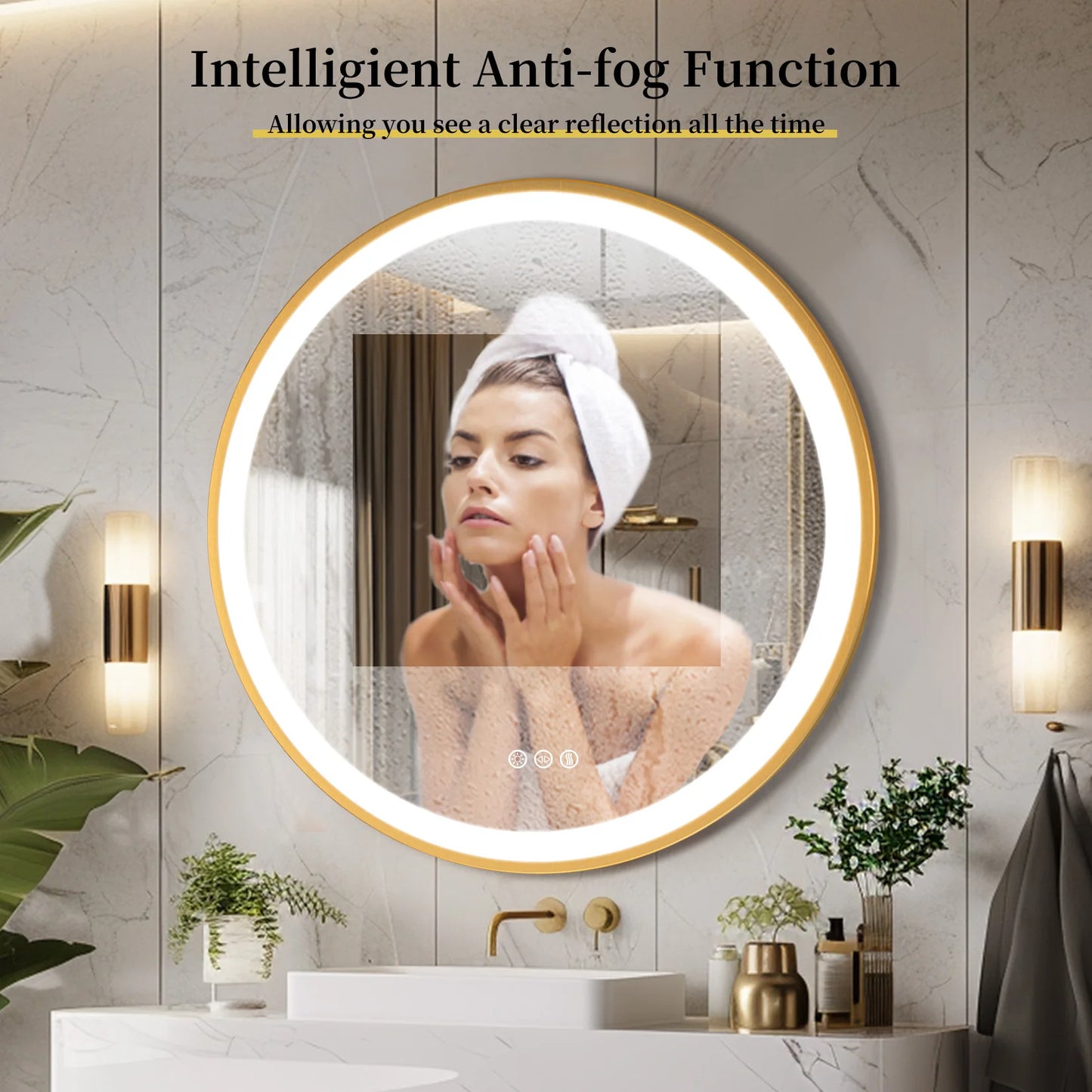 LED Fogless Bathroom Mirror With Three Color Temperature