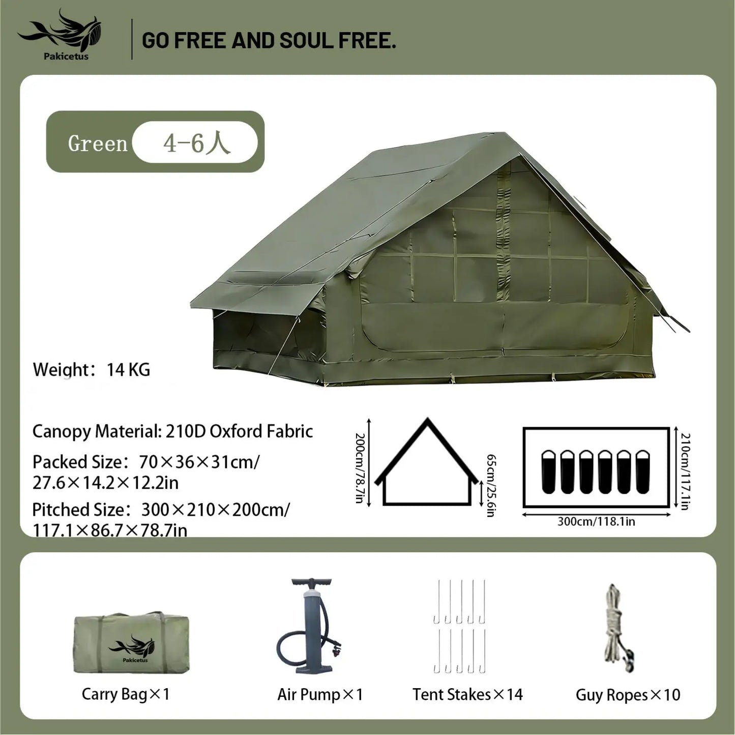 Pakicetus Inflatable Camping Tent Four To Eight Family