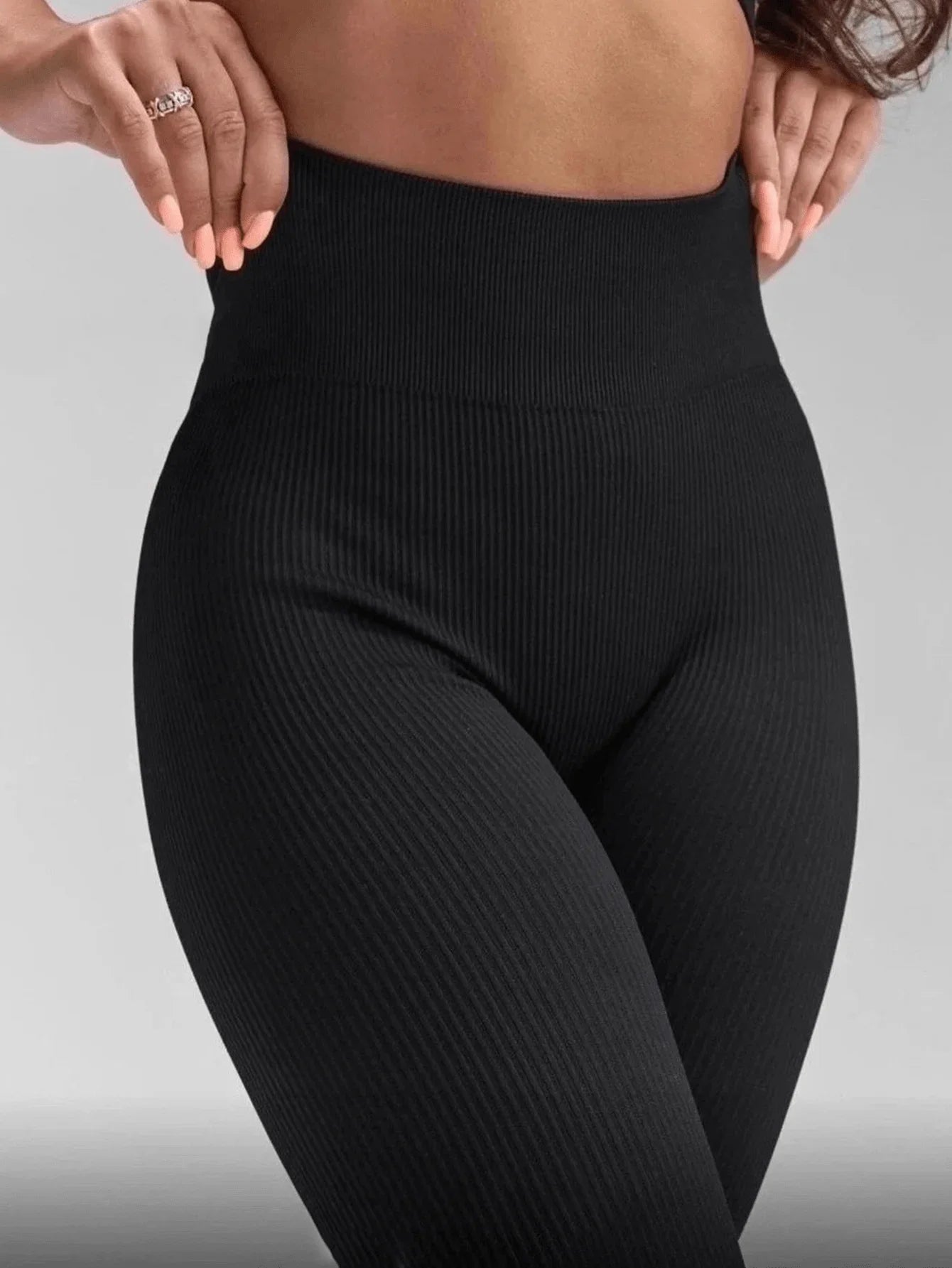 Summer Sports Yoga Leggings, Seamless High Elasticity Tummy Control Wide Waistband Workout Tight Pants Black Spring