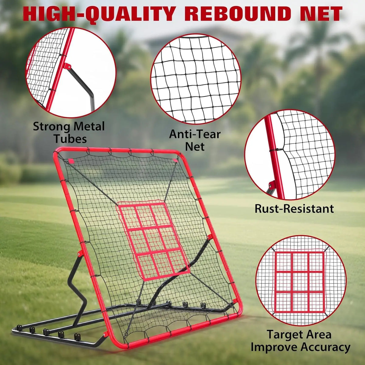 Baseball/Softball Rebounder Net, Pitchback Rebounder Net, Soccer Rebounder Net, Adjustable Multisport Pitching Rebounder Net