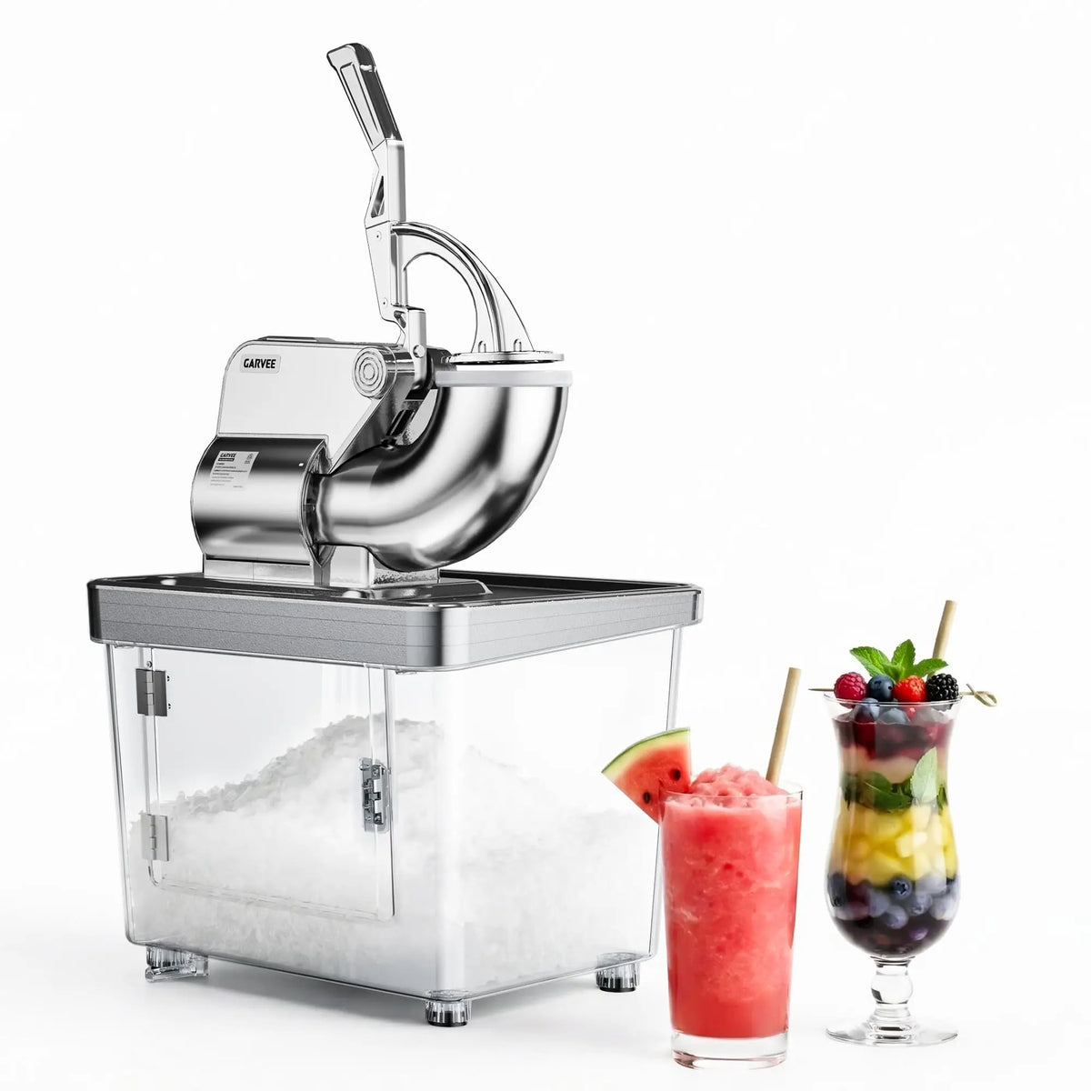 Commercial Ice Crusher 750 LBS Per Hour 350W Electric Snow Cone Machine With 4 Stainless Steel Blades 2000 RPM 8 98 Gal Hopper Shaved Ice Maker With Safety On Off Switch For Home Restaurants Bars White
